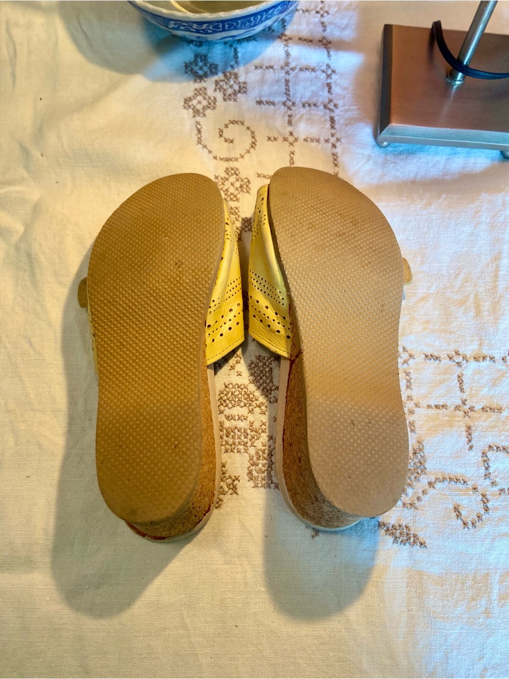 Worishofer Yellow Women’s Leather Cork Wedge Slide Sandal US 6 EU 36 - Picture 5 of 5